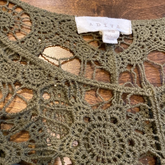 Y2K Vintage Sage Green Crochet Top - Picture 2 of 6